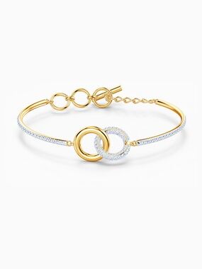 Swarovski Dextera Gold and Clear Crystal Eternity Bangle NIB